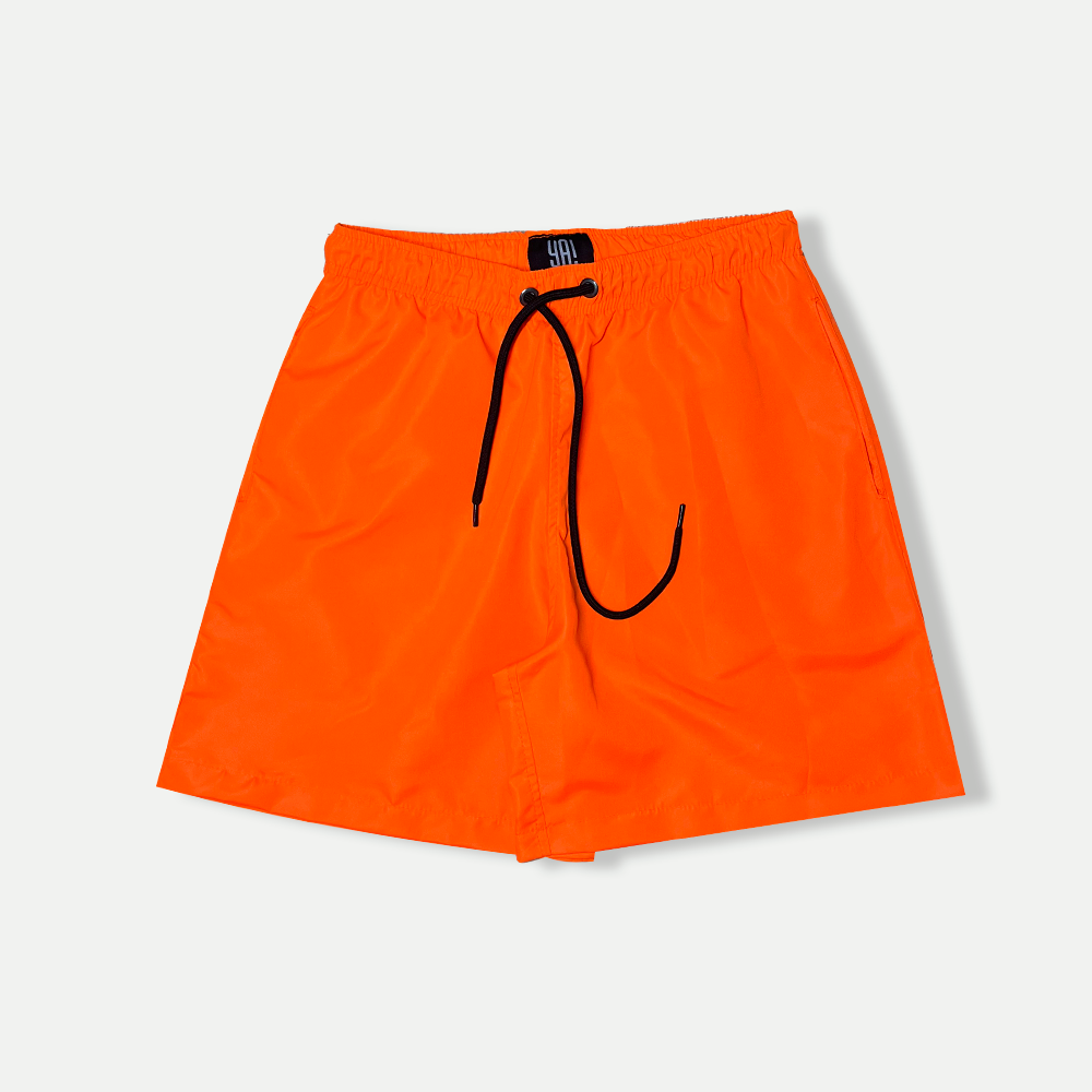 Shorts curto masculino de tactel laranja neon