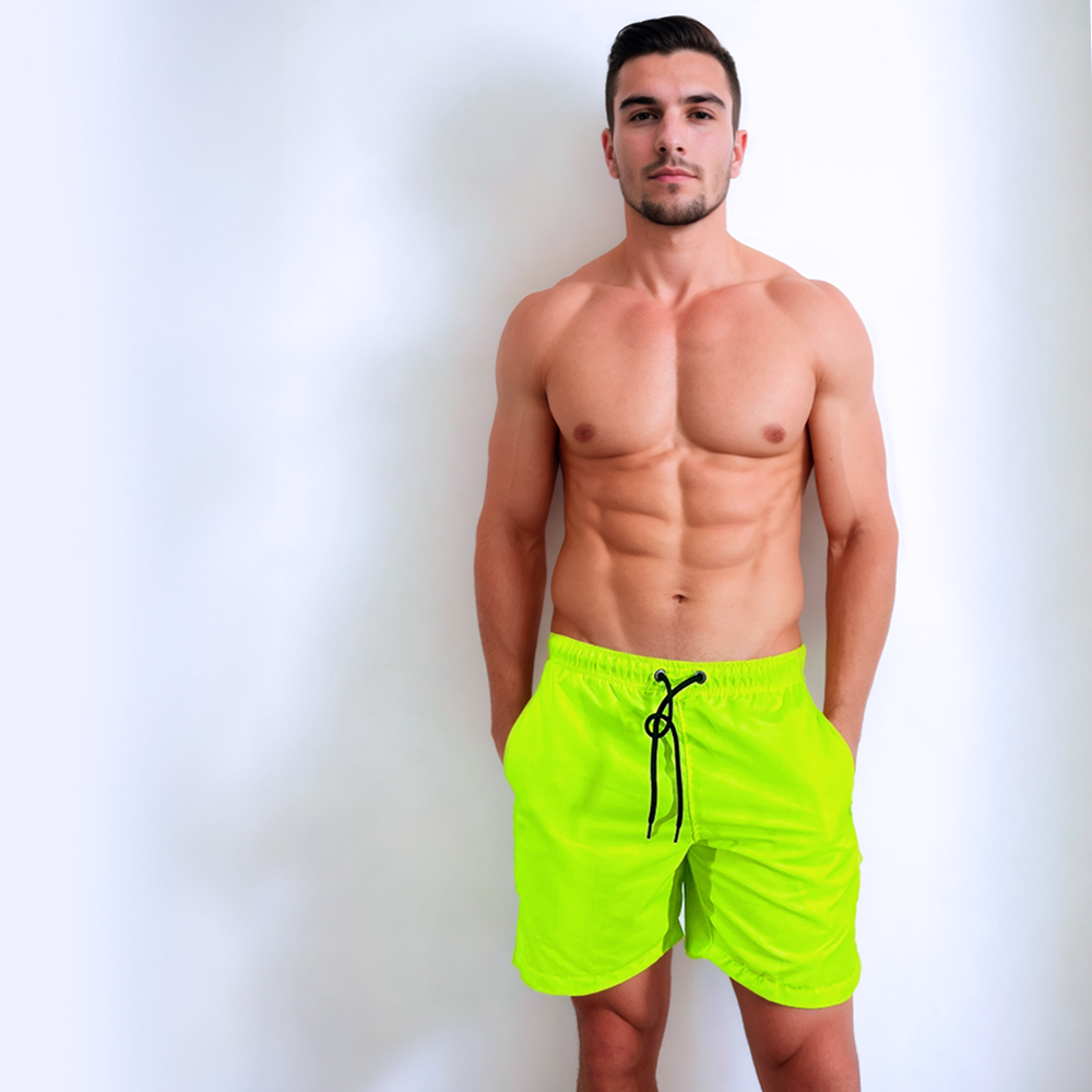 Shorts curto masculino de tactel verde neon