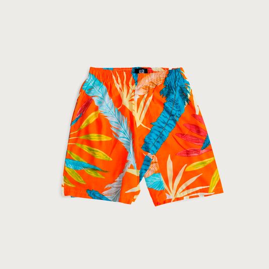 Shorts curto de viscose estampado laranja