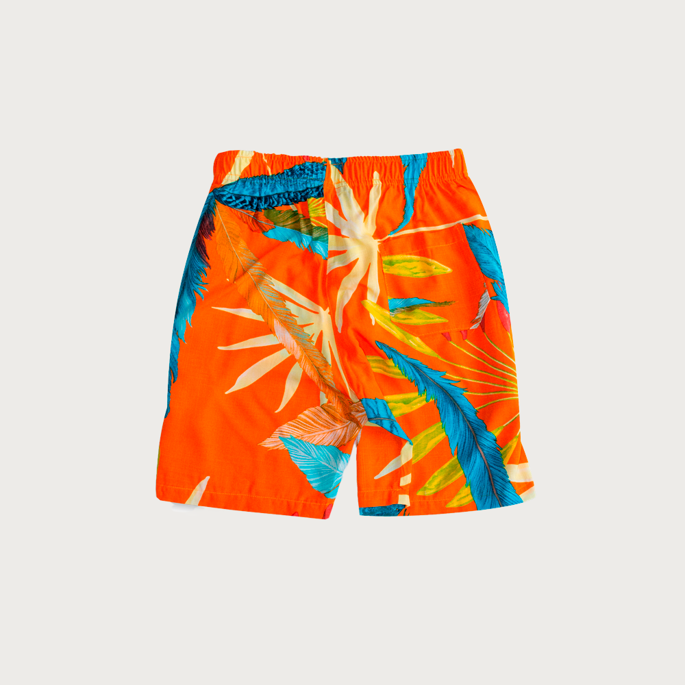 Shorts curto de viscose estampado laranja