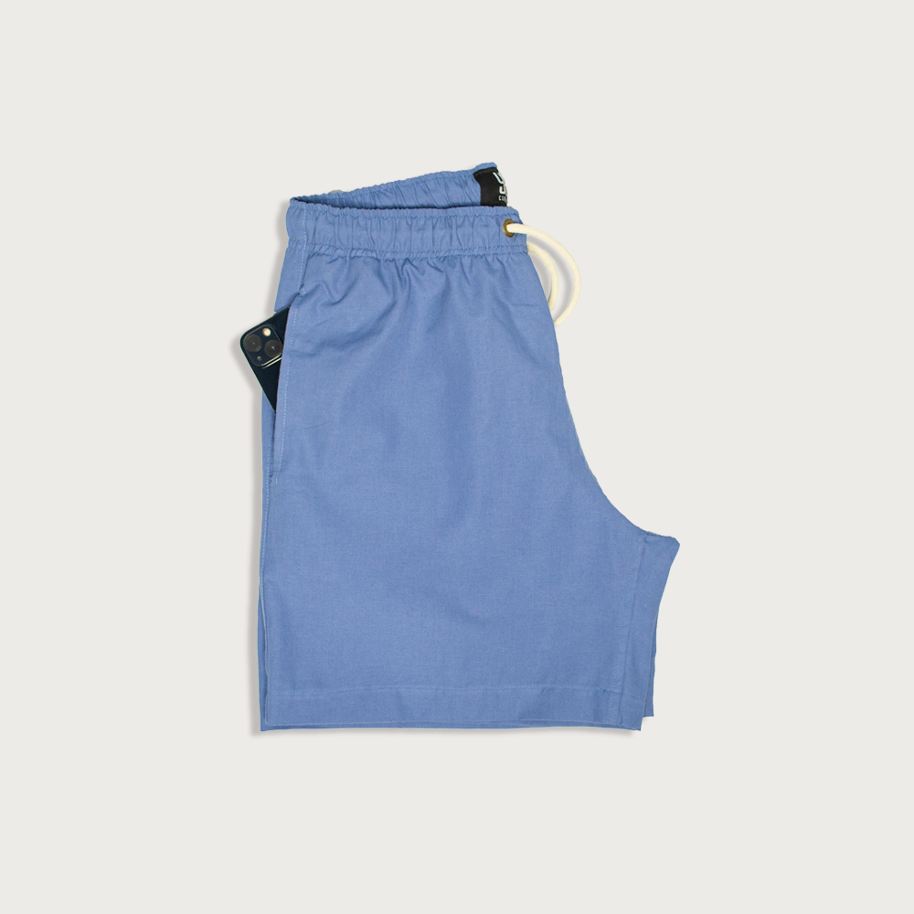 Shorts curto masculino de linho azul