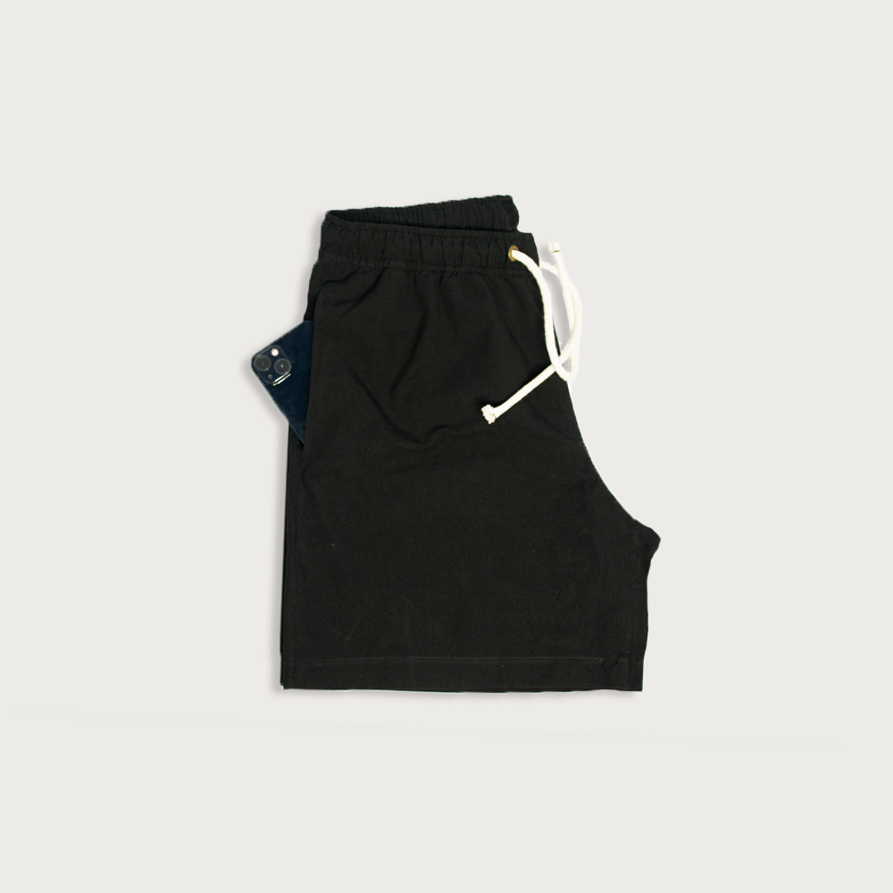 Shorts curto masculino de linho preto