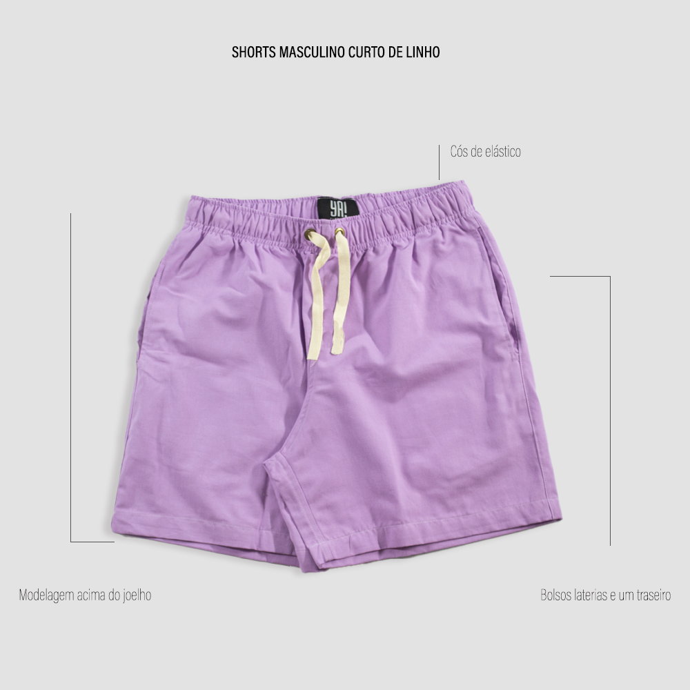 Shorts curto de masculino linho Lilás